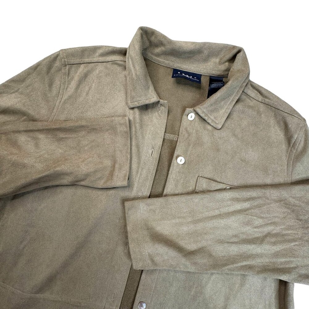 Crazy Horse Women's Large Shirt Button Long Sleeve Suede Look Brown Beige Sueded